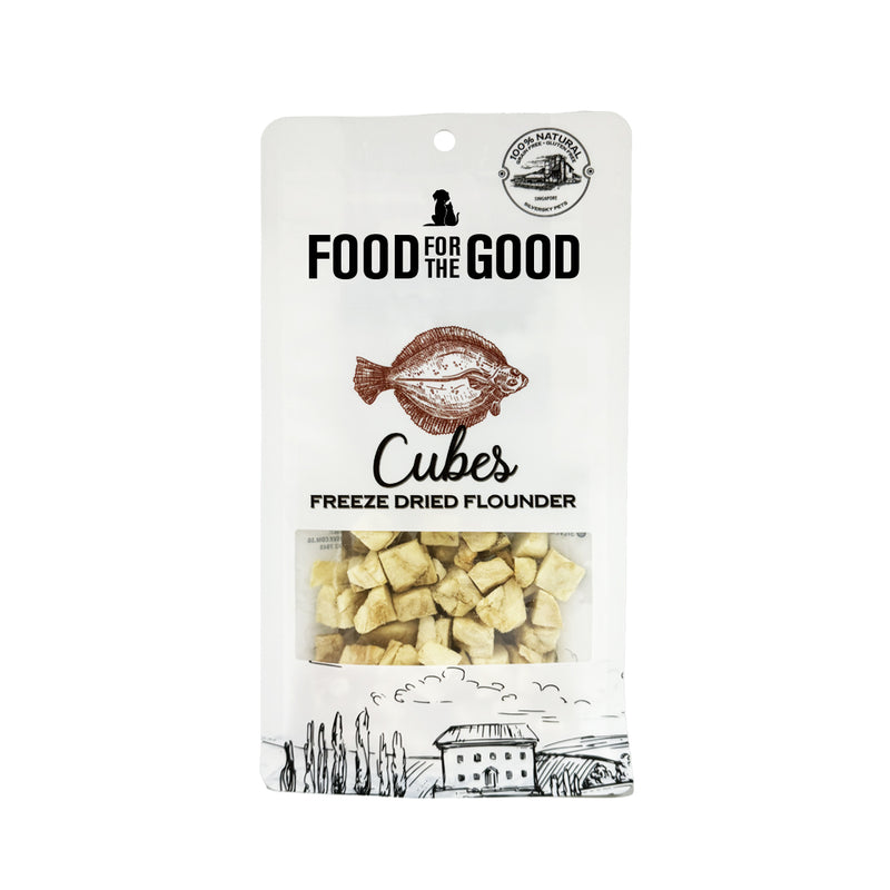 Food For The Good Dog & Cat Treats Freeze Dried Flounder Cubes 40g