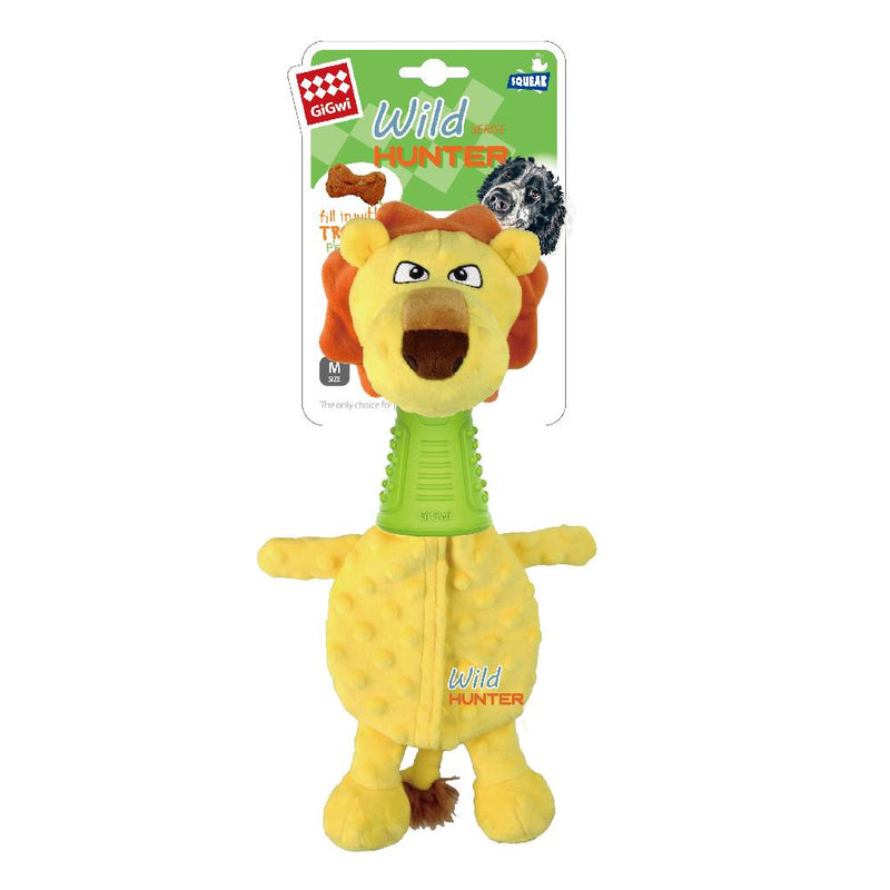 GiGwi Enrichment Dog Toy Wild Hunter Treats with Squeaker Lion