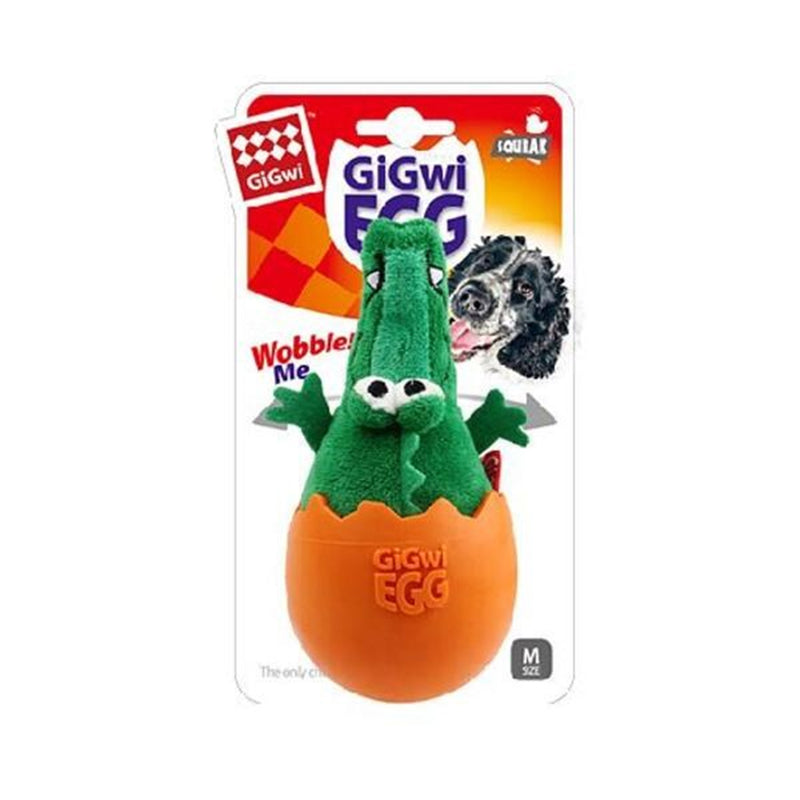 Gigwi Dog Toy Egg Wobble Fun Squeaky Crocodile