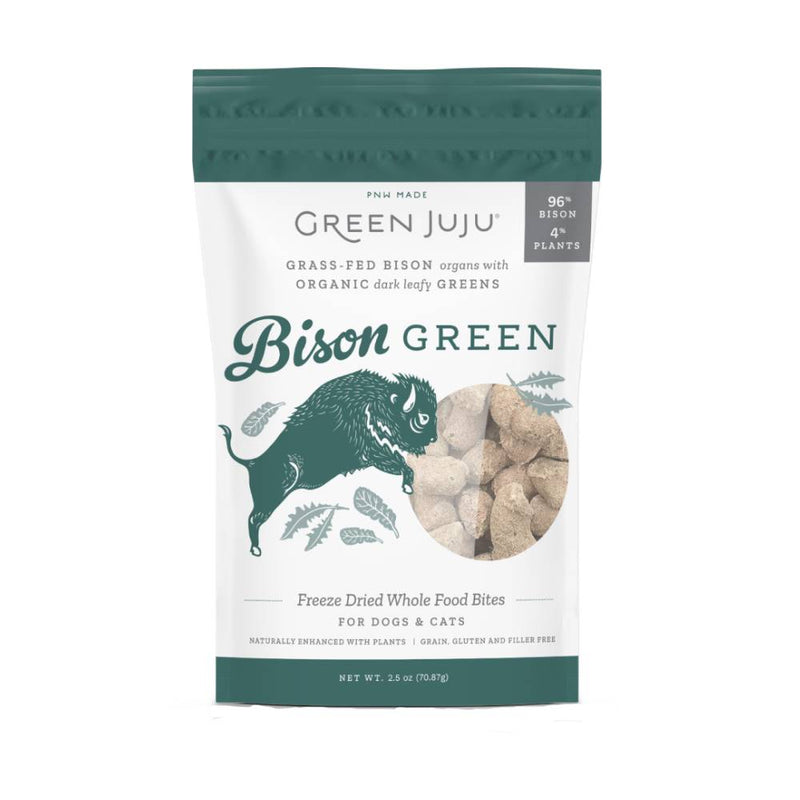 Green Juju Dogs & Cats Freeze Dried Whole Food Bison Green Bites 2.5oz
