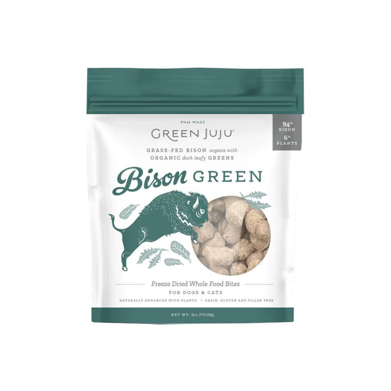 Green Juju Dogs & Cats Freeze Dried Whole Food Bison Green Bites 6oz