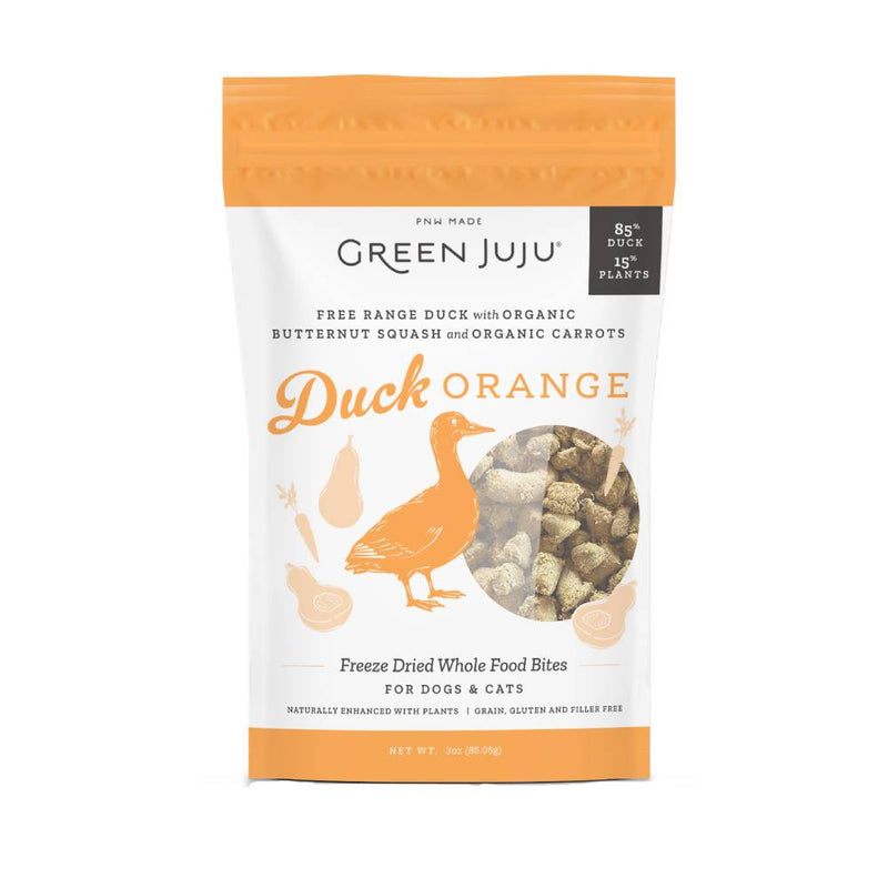 Green Juju Dogs & Cats Freeze Dried Whole Food Duck Orange Bites 3oz