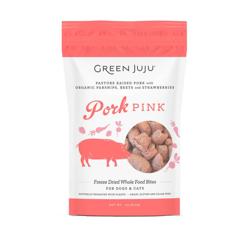 Green Juju Dogs & Cats Freeze Dried Whole Food Pork Pink Bites 3oz