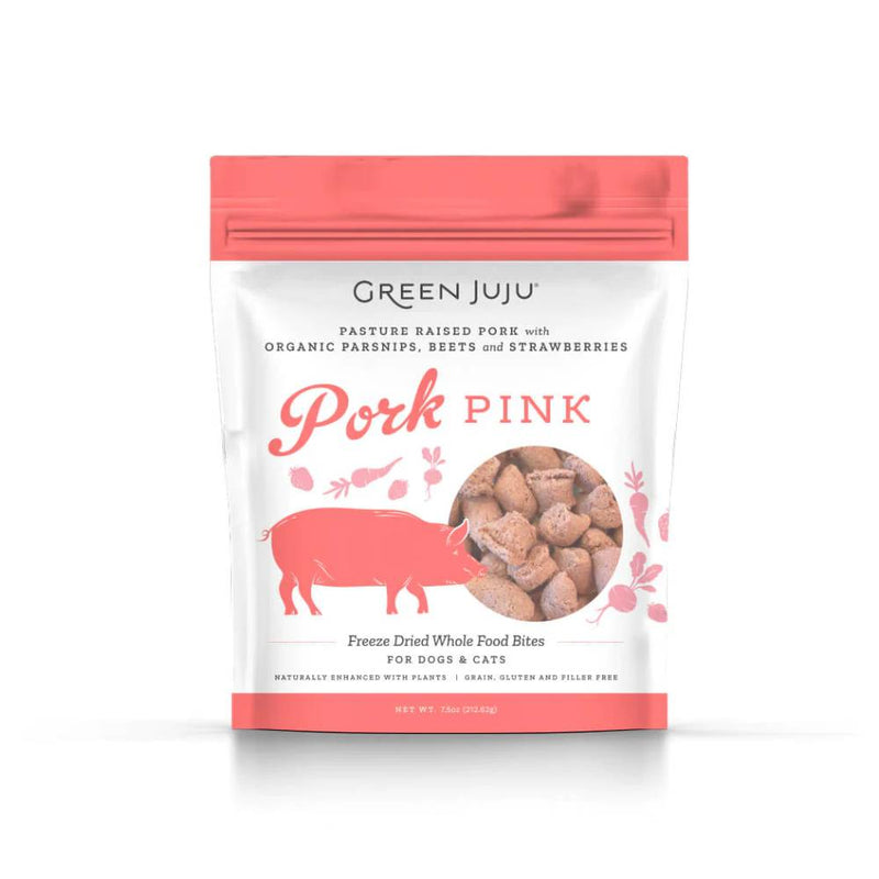 Green Juju Dogs & Cats Freeze Dried Whole Food Pork Pink Bites 7.5oz