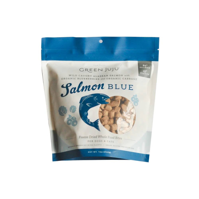 Green Juju Dogs & Cats Freeze Dried Whole Food Salmon Blue Bites 7.5oz