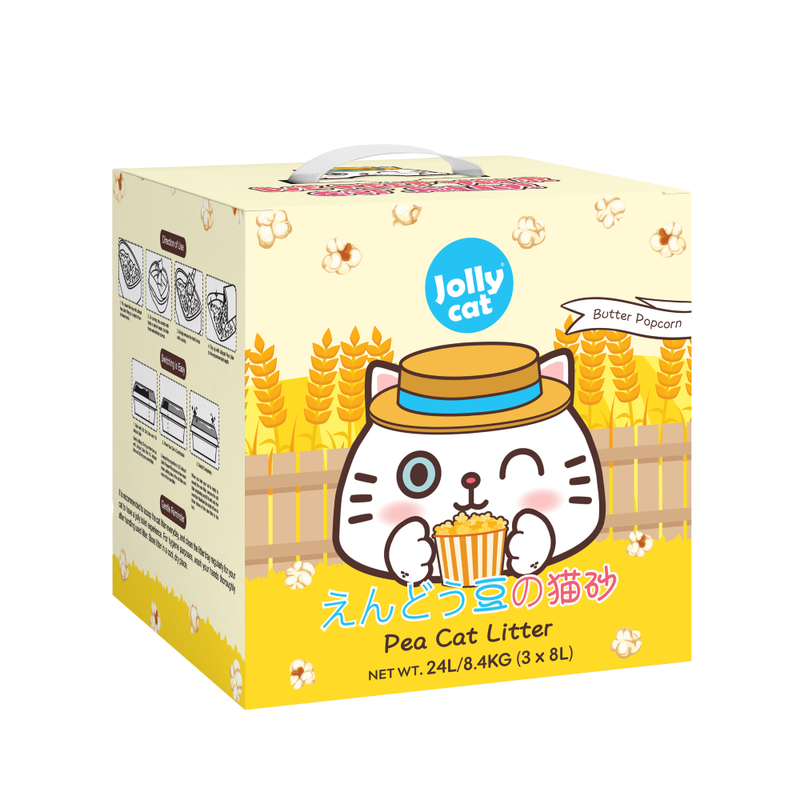 Jolly Cat Pea Cat Litter - Butter Popcorn (3 x 8L)