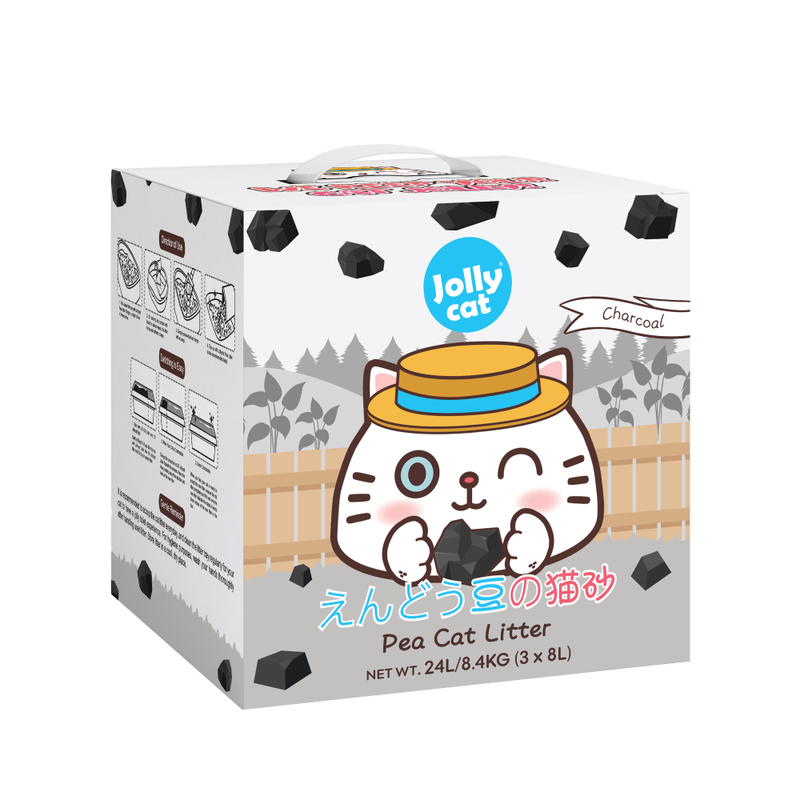 Jolly Cat Pea Cat Litter - Charcoal (3 x 8L)