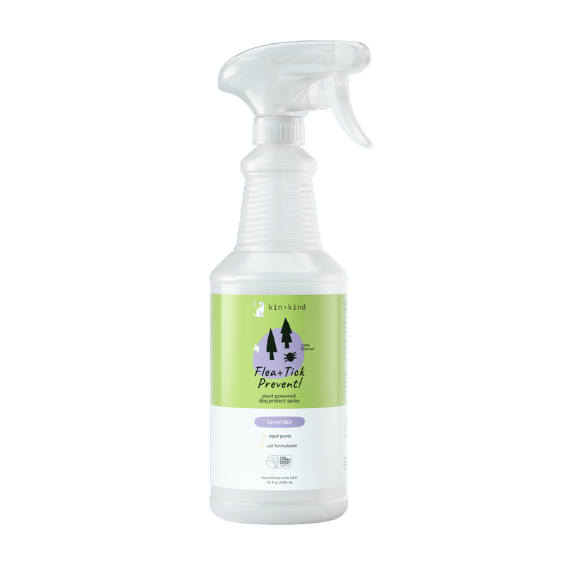 Kin + Kind Dog Flea + Tick Prevent! Protect Spray Lavender 32oz (EXPIRY NOV 2025)