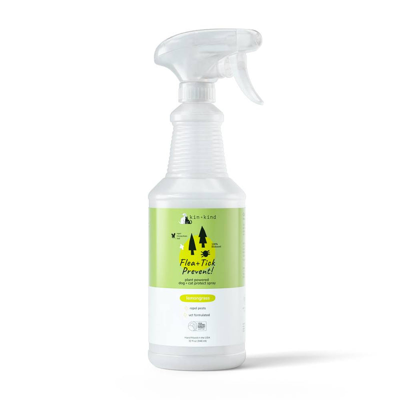 Kin + Kind Dog & Cat Flea + Tick Prevent! Protect Spray Lemongrass 32oz