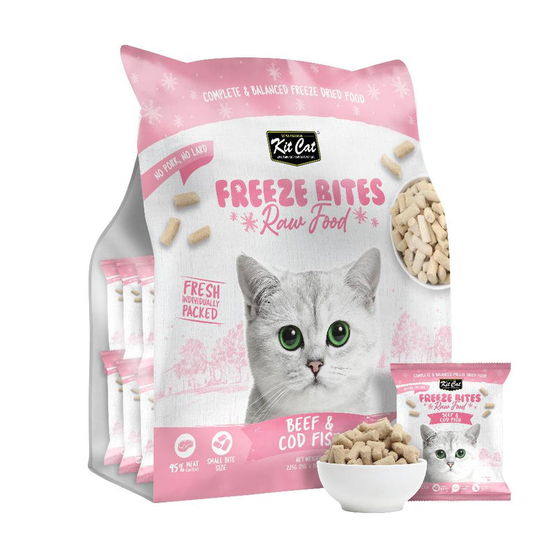 KitCat Freeze Bites Raw Food Beef & Cod Fish 225g (15g x 15)