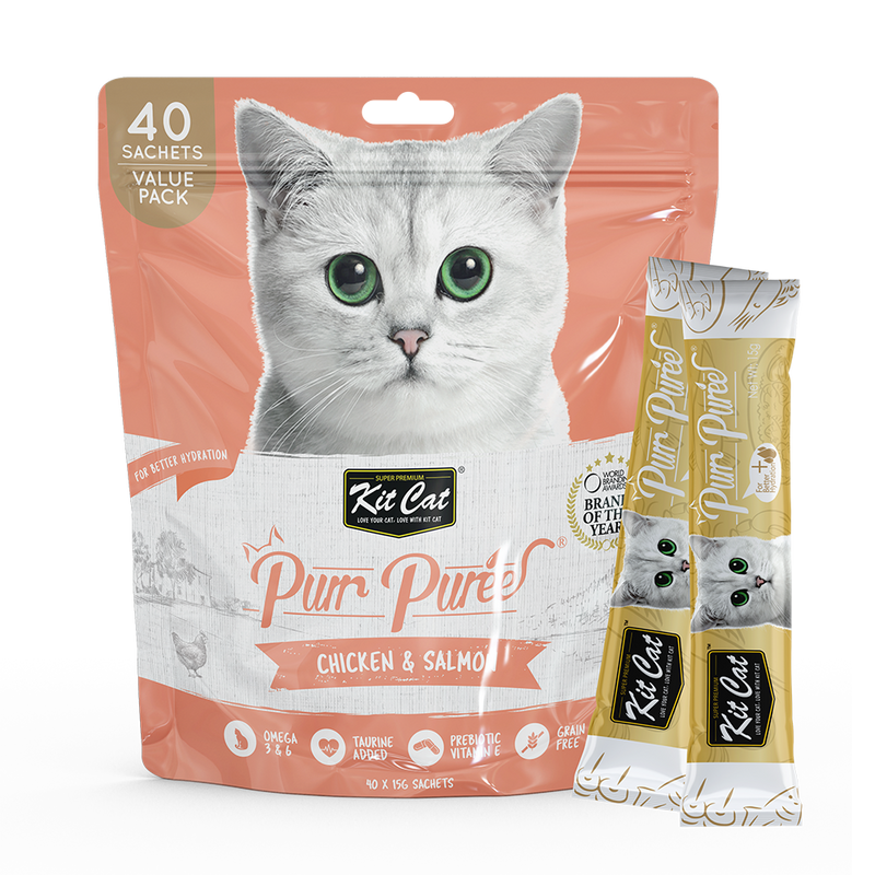 KitCat Purr Puree Value Pack Chicken & Salmon 600g (40 Sachets x 15g)