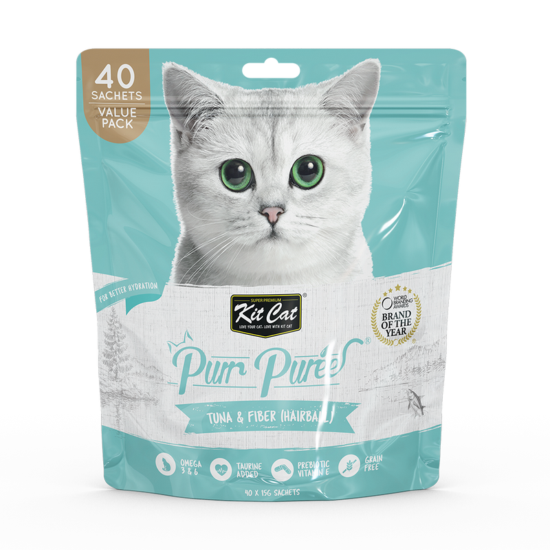 KitCat Purr Puree Value Pack Tuna & Fiber 600g (40 Sachets x 15g)
