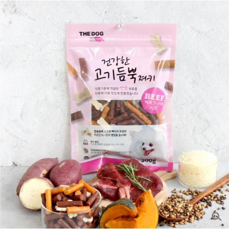 Korean Pet Food Dog Jerky Party Beef, Sweet Potato & Cheese 300g
