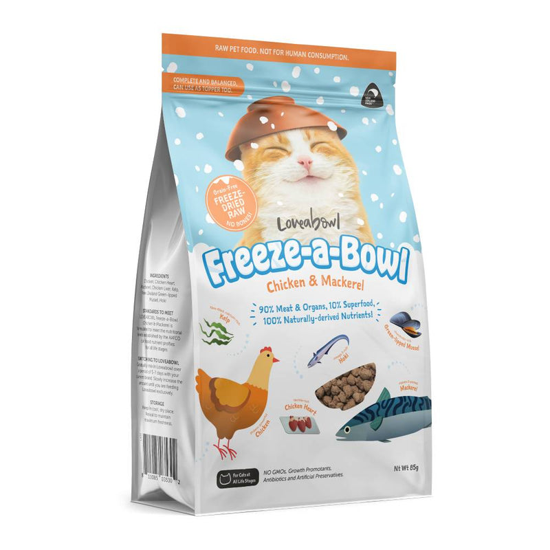 Loveabowl Cat Food Freeze A Bowl Freeze-Dried Raw Chicken & Mackerel 85g