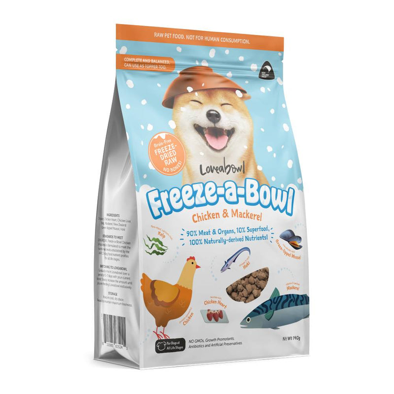 Loveabowl Dog Food Freeze A Bowl Freeze-Dried Raw Chicken & Mackerel 140g