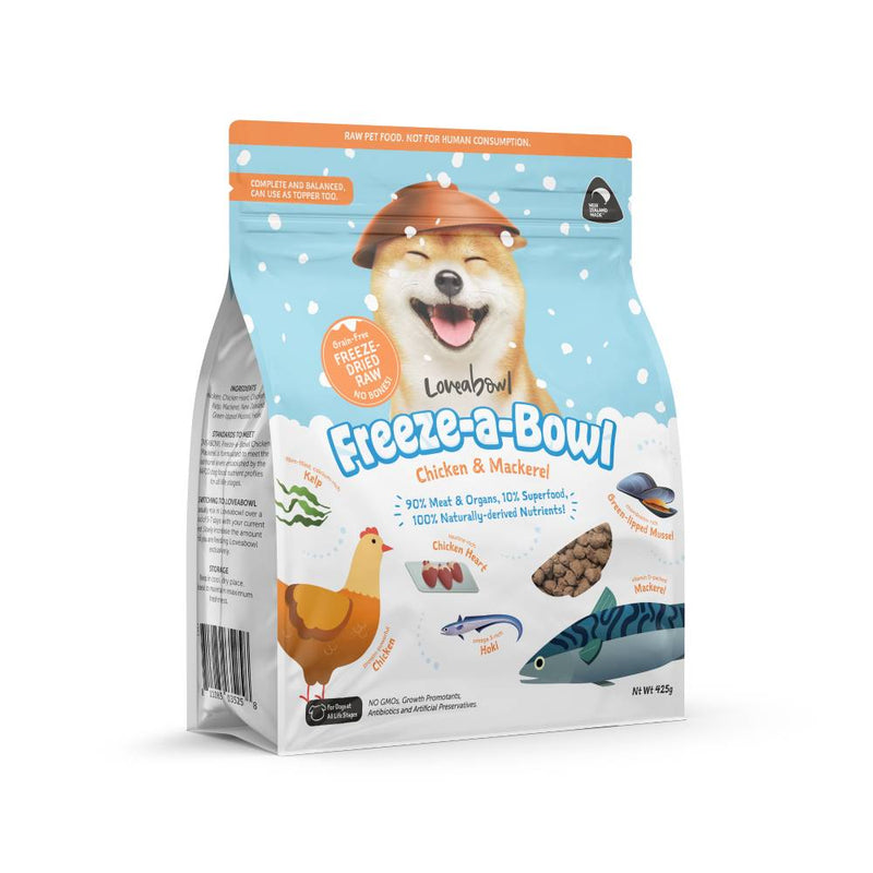 Loveabowl Dog Food Freeze A Bowl Freeze-Dried Raw Chicken & Mackerel 425g