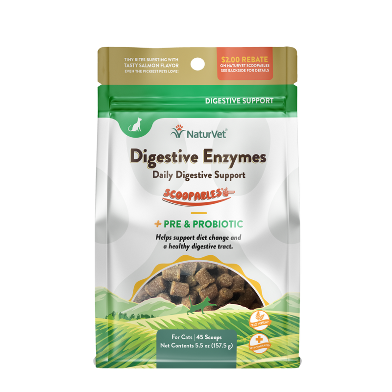 NaturVet Cat Digestive Enzymes Daily Digestive Support Scoopables 5.5oz