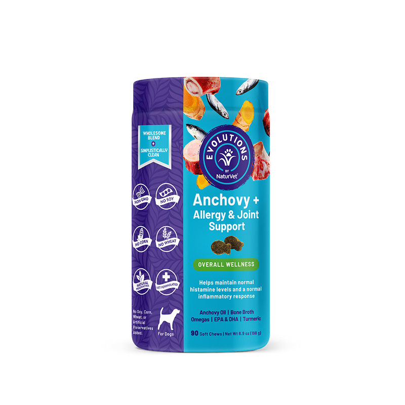 NaturVet Evolutions Anchovy + Allergy & Joint Support Soft Chews for Dogs 90cts
