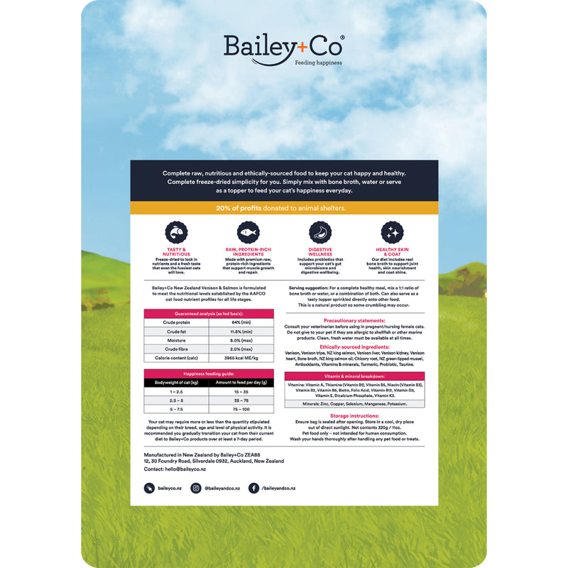 Bailey+Co Cat Freeze Dried Venison and Salmon Diet 320g