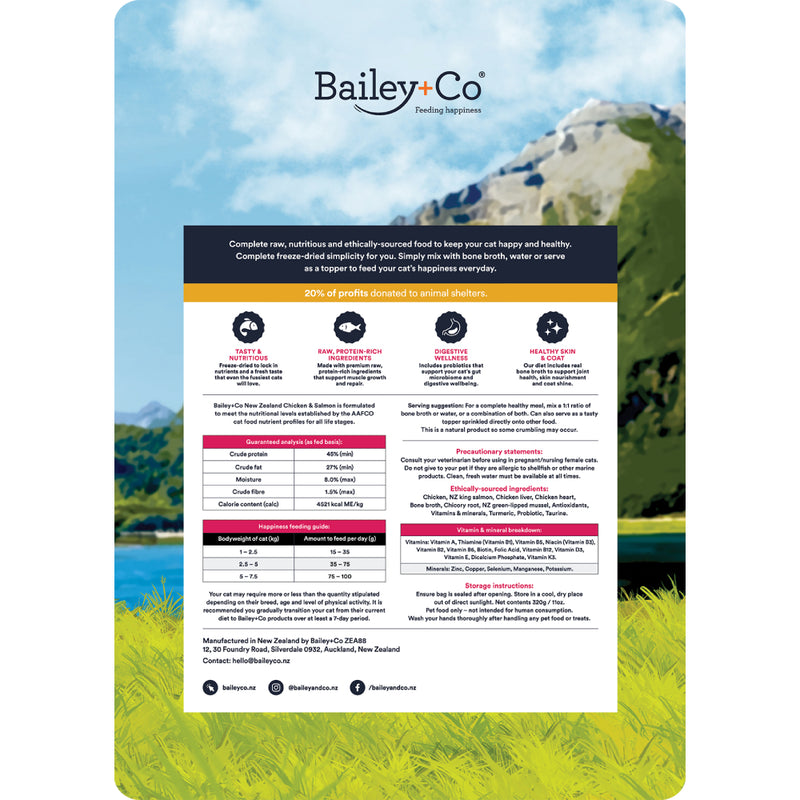 Bailey+Co Cat Freeze Dried Chicken and Salmon Treat 80g