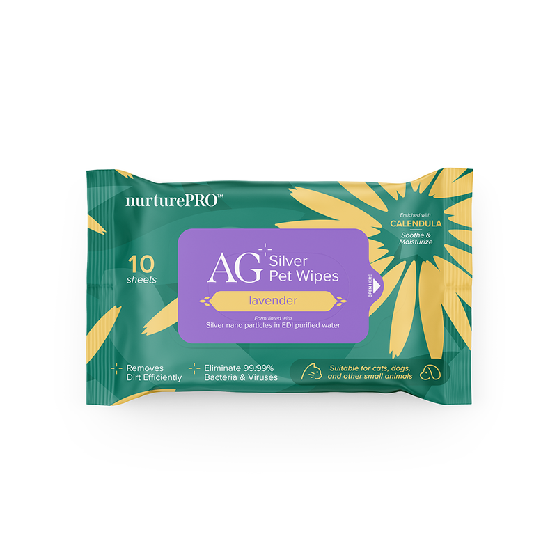 Nurture PRO AG+ Silver Pet Wipes Lavender (10 packets x 10 sheets)