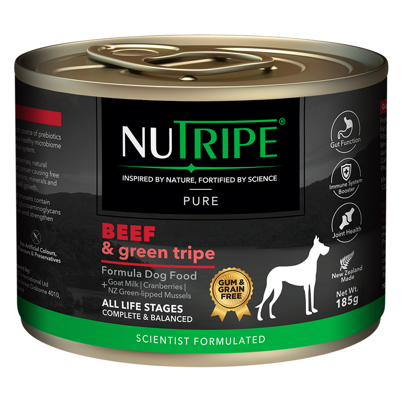 Nutripe Dog Gum & Grain Free Pure Beef & Green Tripe 185g