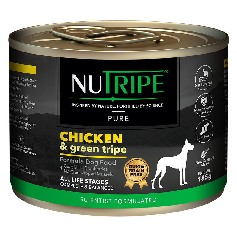 Nutripe Dog Gum & Grain Free Pure Chicken & Green Tripe 185g