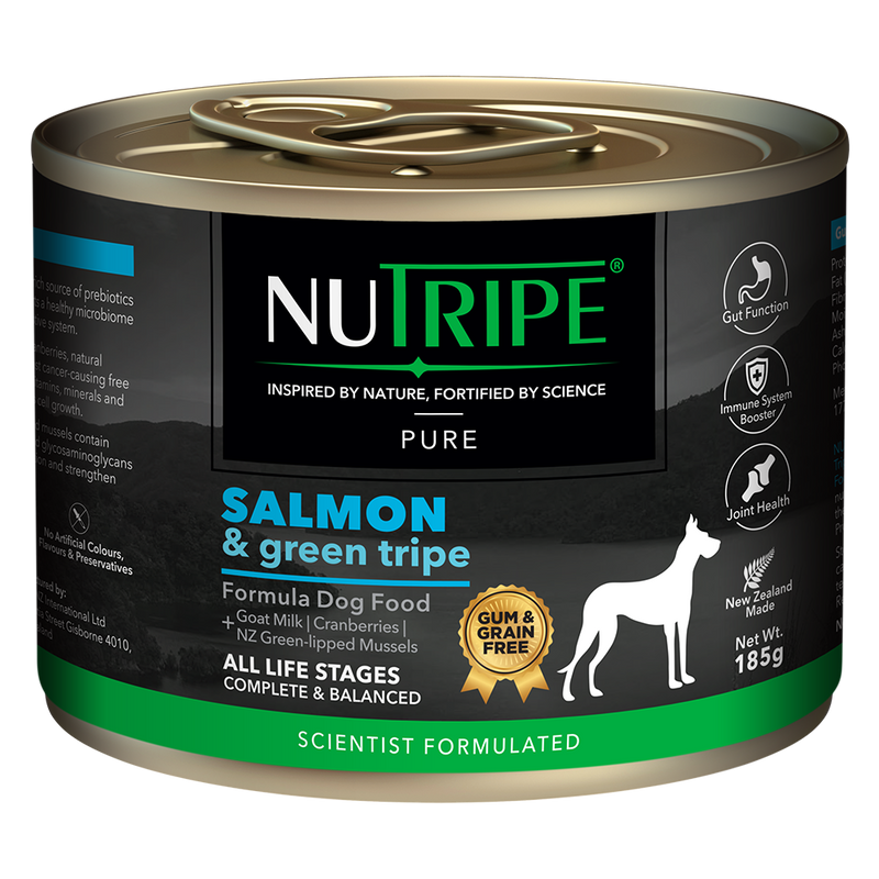 Nutripe Dog Gum & Grain Free Pure Salmon & Green Tripe 185g