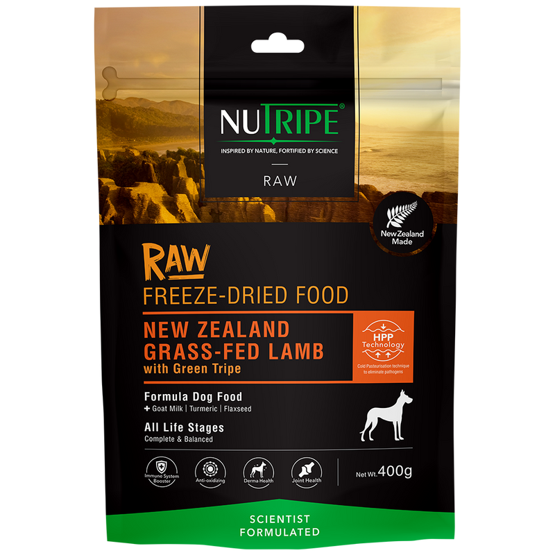 Nutripe Dog Raw Freeze Dried NZ Grass-Fed Lamb with Lamb Green Tripe 400g