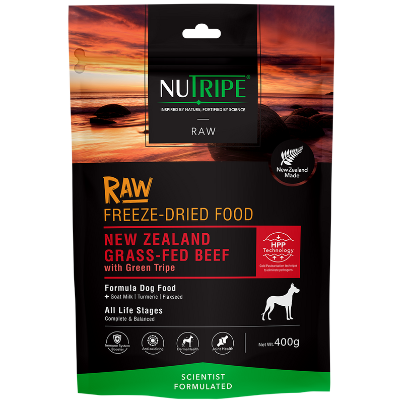 Nutripe Dog Raw Freeze Dried NZ Grass-Fed Beef with Beef Green Tripe 400g