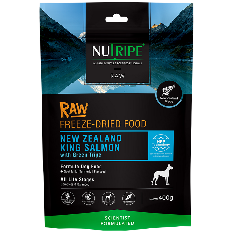Nutripe Dog Raw Freeze Dried NZ King Salmon with Green Tripe 400g