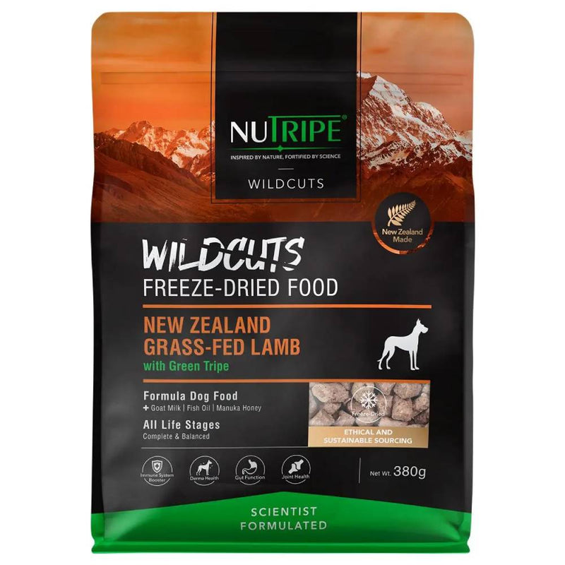 Nutripe Dog Wildcuts Freeze-Dried NZ Grass-Fed Lamb with Green Tripe