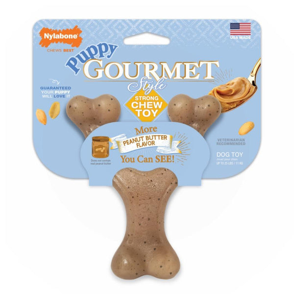 Nylabone Puppy Gourmet Style Strong Chew Wishbone Peanut Butter Regular