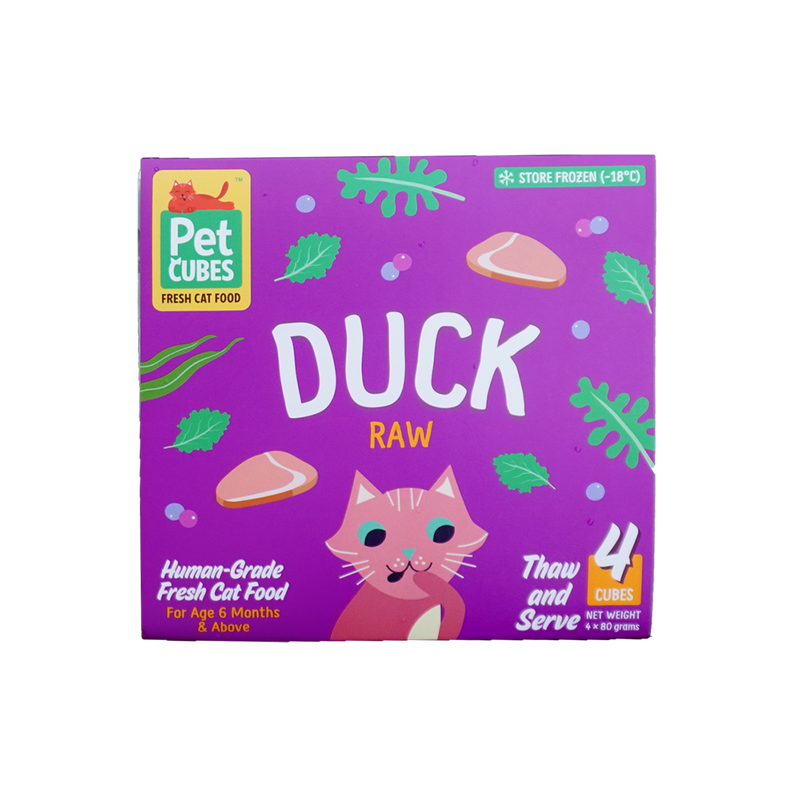 *FROZEN* PetCubes Cat Raw Duck 1.28kg (4 x 320g)