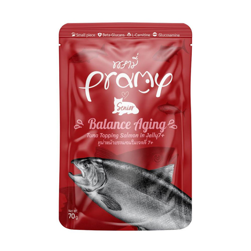 Pramy Cat Senior 7+ Balance Aging Tuna Topping Salmon in Jelly 70g