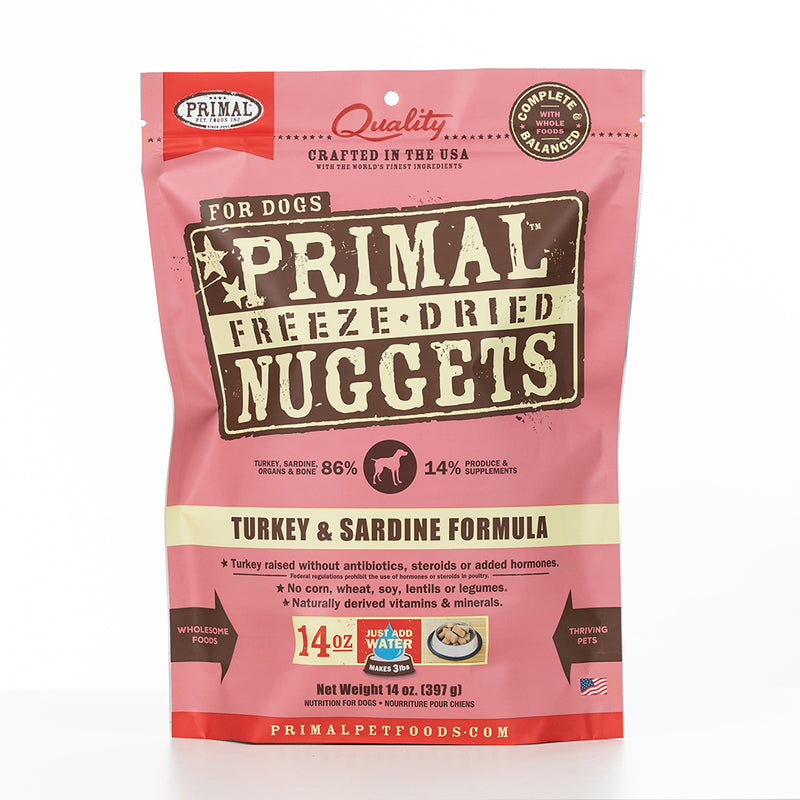 Primal Canine Freeze-Dried Nuggets Turkey and Sardine Formula 14oz