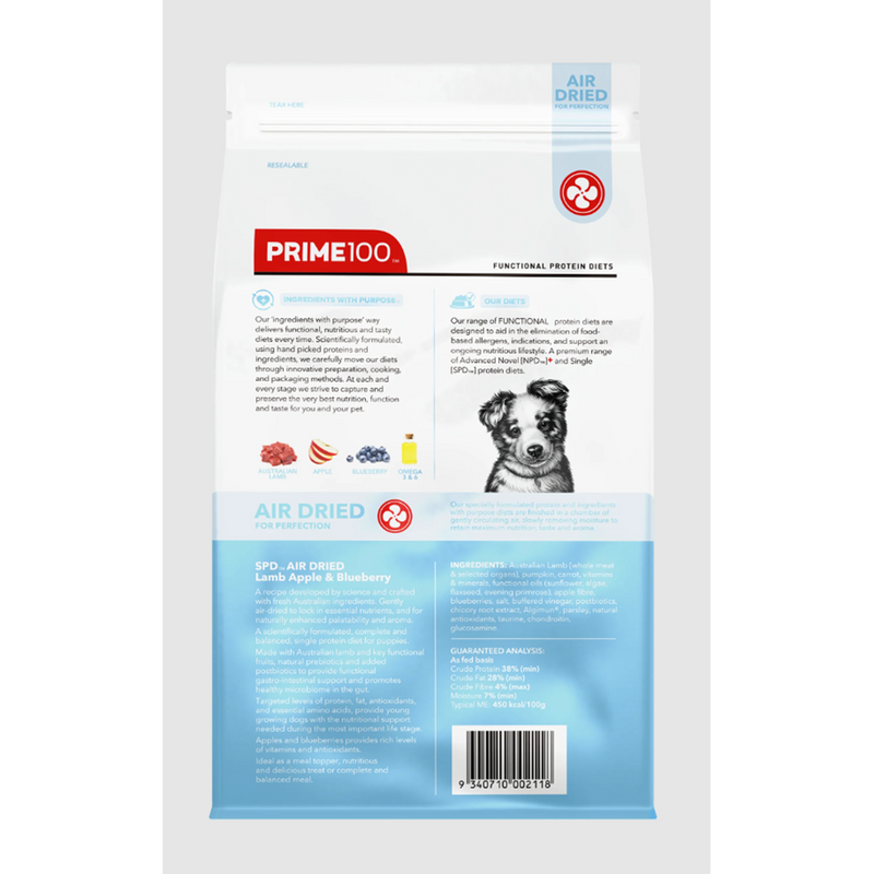 Prime100 Puppy SPD - Air Dried Lamb, Apple & Blueberry 120g