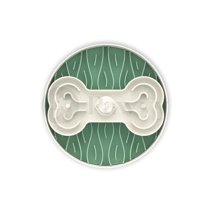 Puzzle Feeder Broken Wave Enrichment Slow Feeder Bowl for Dog Green M/L