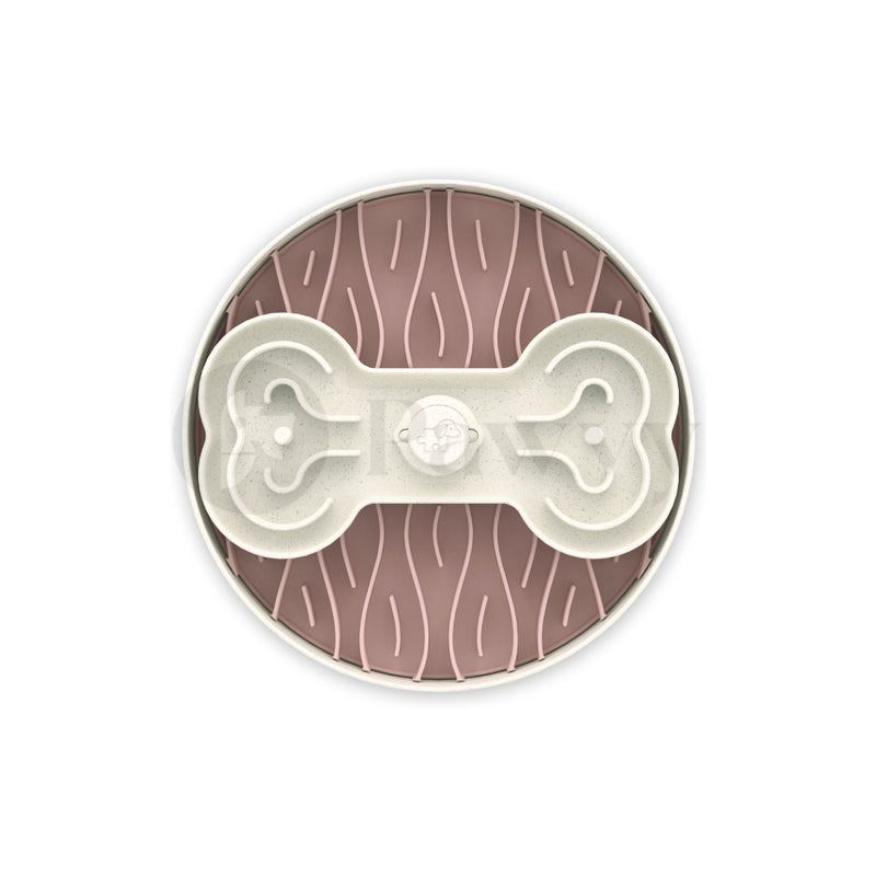 Puzzle Feeder Broken Wave Enrichment Slow Feeder Bowl for Dog Pink M/L