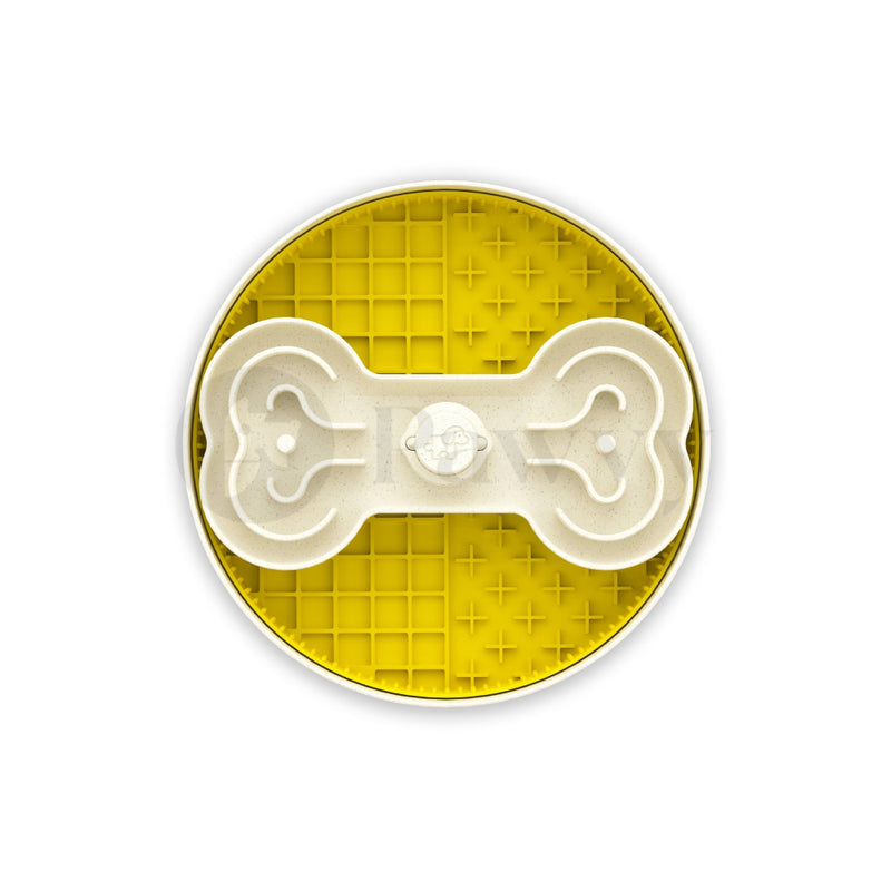 Puzzle Feeder Lick Mat Enrichment Slow Feeder Bowl for Dog Yellow M/L