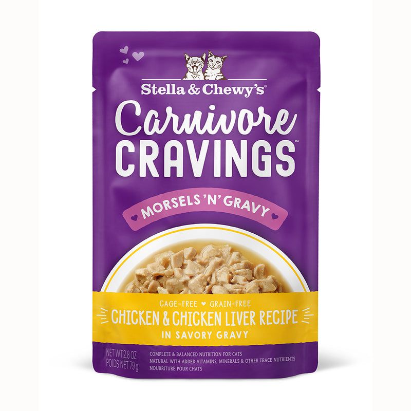 Stella & Chewy's Cat Wet Food Carnivore Cravings Morsels'N'Gravy Chicken & Chicken Liver 2.8oz