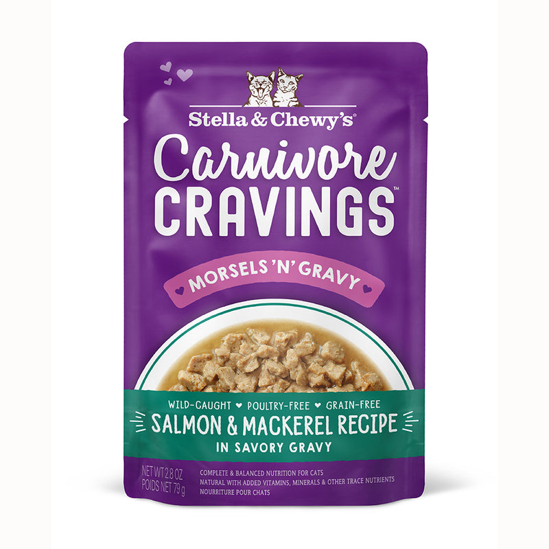 Stella & Chewy's Cat Wet Food Carnivore Cravings Morsels'N'Gravy Salmon & Mackerel 2.8oz