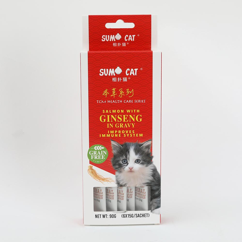 Sumo Cat Treat Salmon With Ginseng In Gravy 90g 6 X 15g sumo-cat-treat-salmon-with-ginseng-in-gravy-90g-6-x-15g
