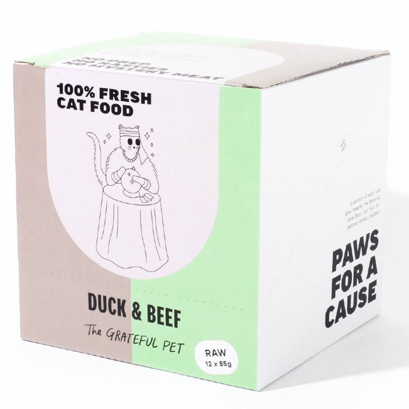 *FROZEN* The Grateful Pet Cat Raw Duck & Beef 1.02kg (85g x 12)