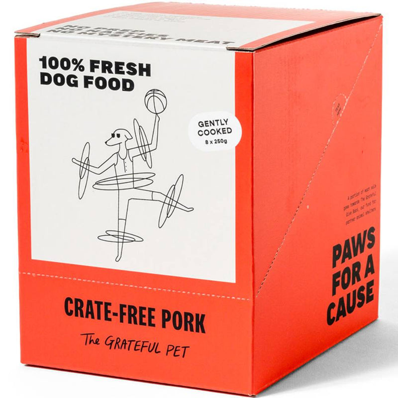 *FROZEN* The Grateful Pet Dog Gently Cooked Crate-Free Pork 2kg (250g x 8)
