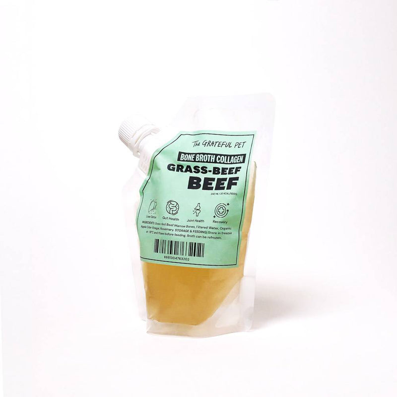 *FROZEN* The Grateful Pet Dogs & Cats Bone Broth Collagen Grass Beef 240ml