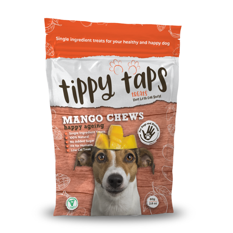 Tippy Taps Dog Treats Mango Chews Happy Ageing 80g