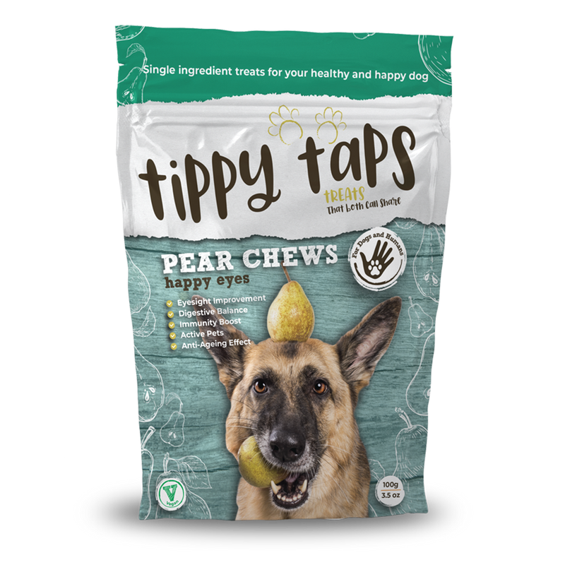 Tippy Taps Dog Treats Pear Chews Happy Eyes 100g