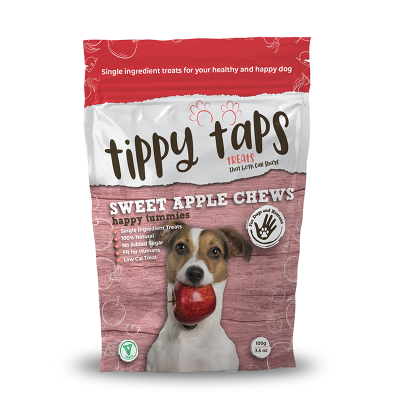 Tippy Taps Dog Treats Sweet Apple Chews Happy Tummies 100g
