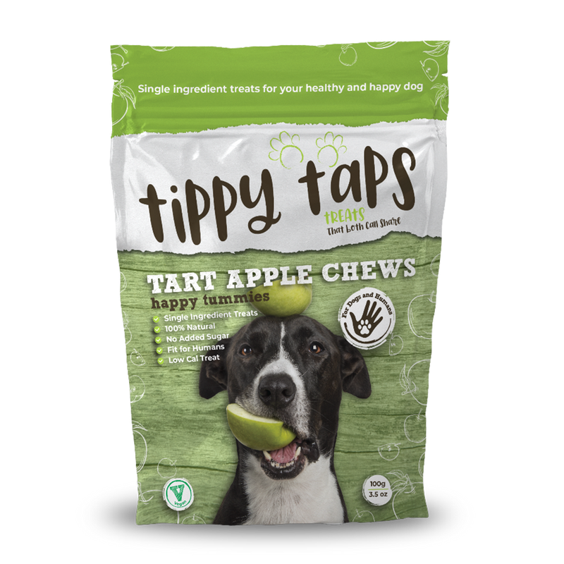 Tippy Taps Dog Treats Tart Apple Chews Happy Tummies 100g